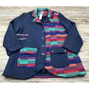 Orientique Naturally Australian Cotton Womens 1X Blazer Jacket Art To Wear Boho